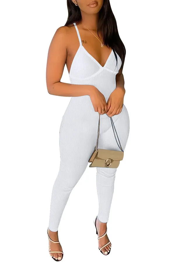 MB FASHION RIBBED SEAMLESS JUMPSUIT SOLID 0279LY