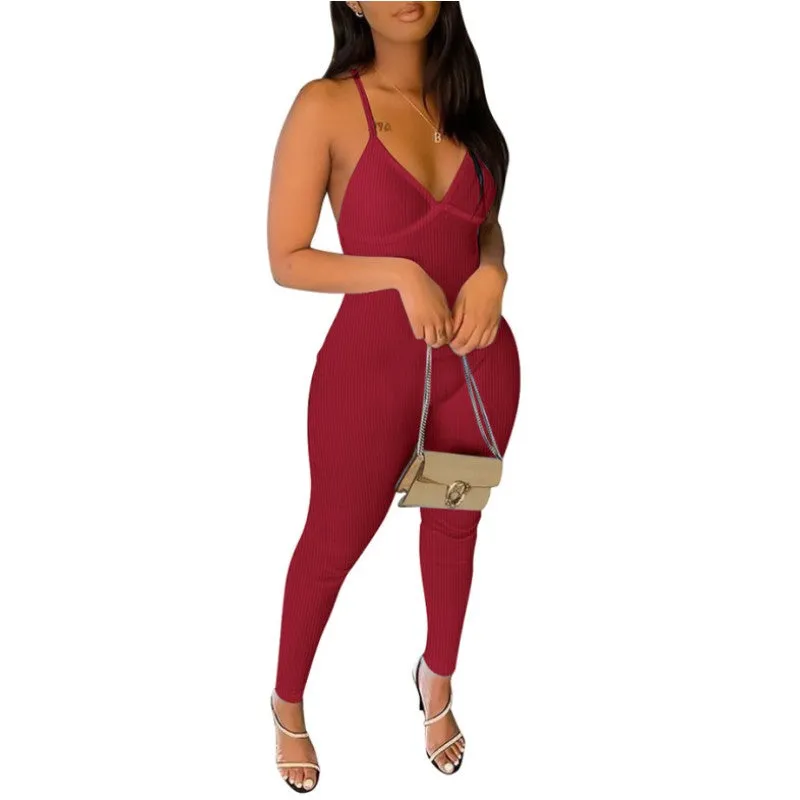 MB FASHION RIBBED SEAMLESS JUMPSUIT SOLID 0279LY