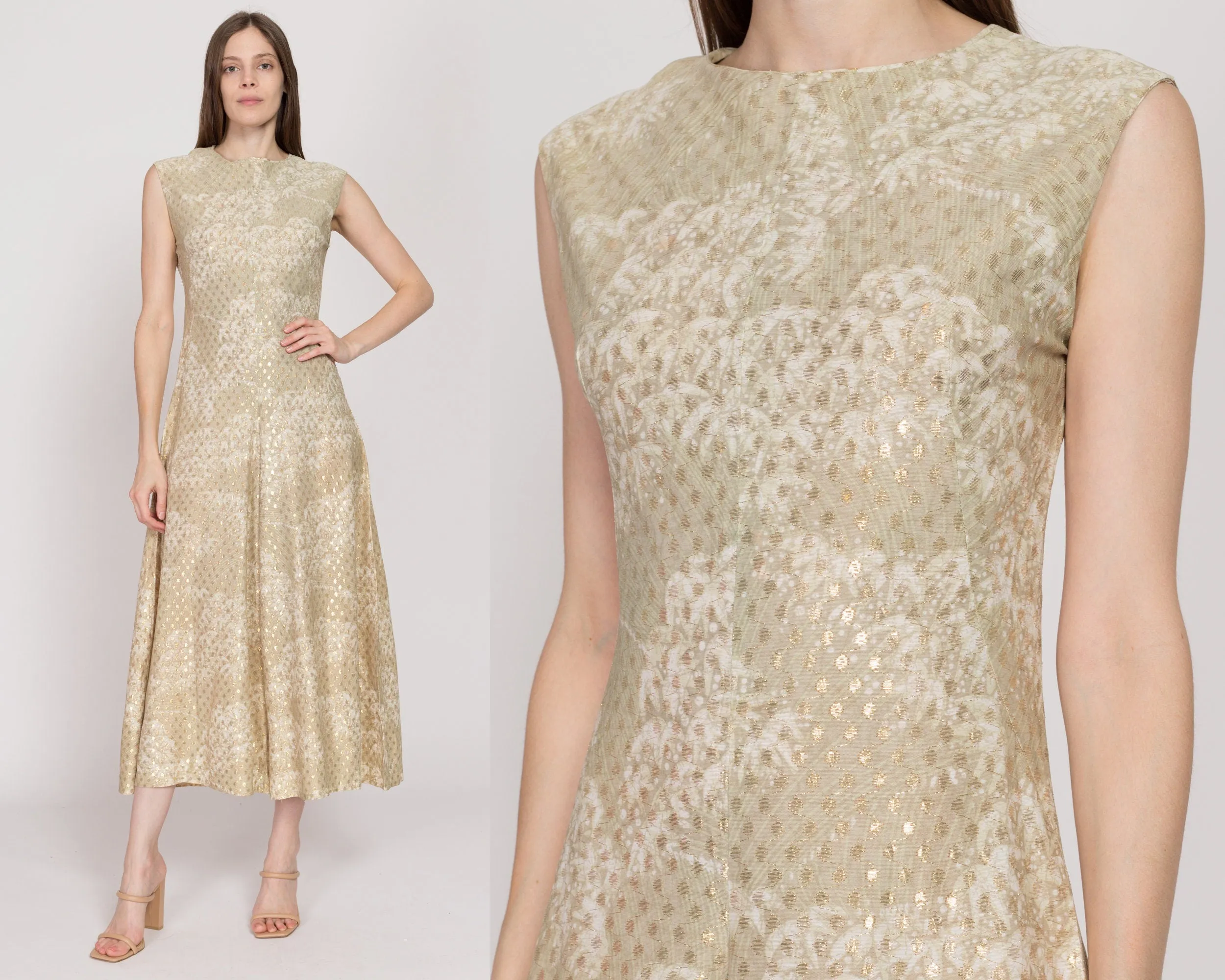 Medium 70s Gold Metallic Palazzo Jumpsuit