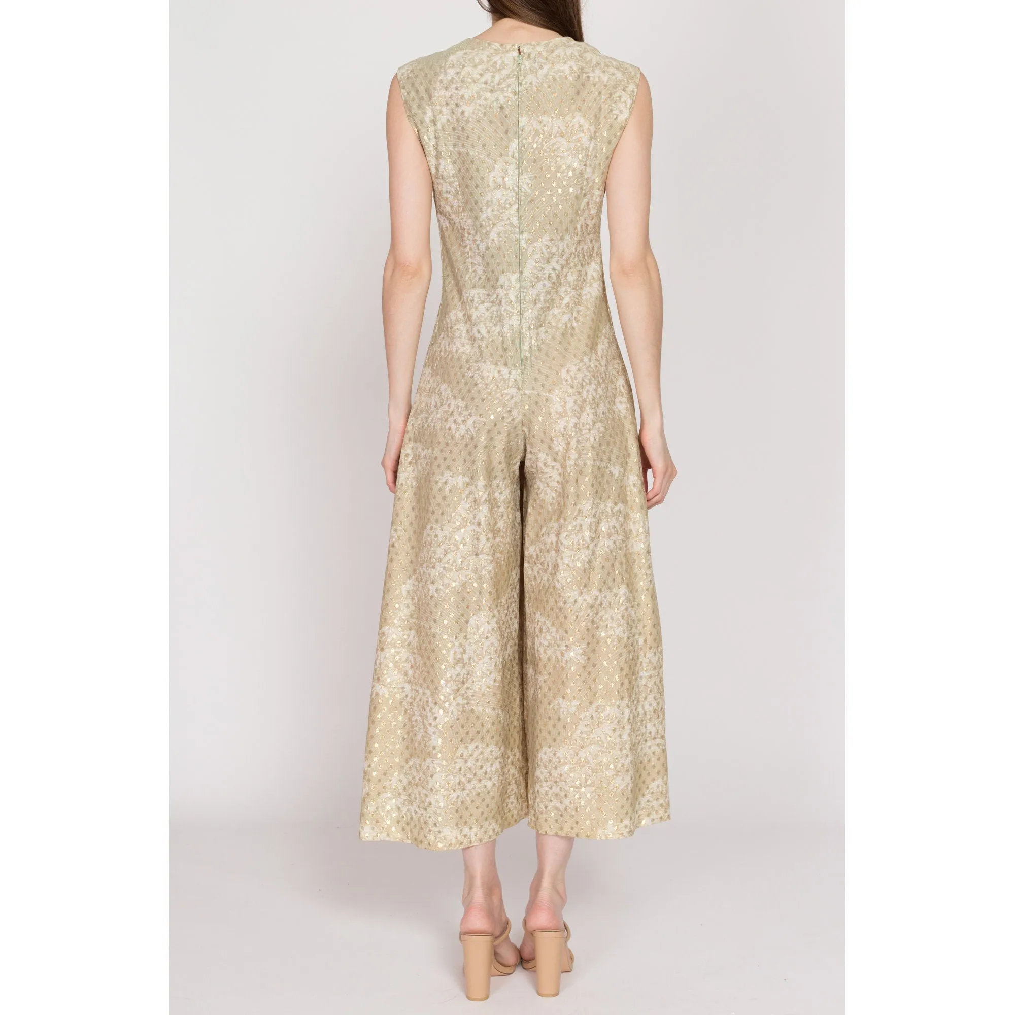 Medium 70s Gold Metallic Palazzo Jumpsuit