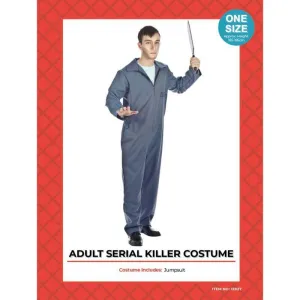 Mens Grey Seriel Killer Jumpsuit Costume