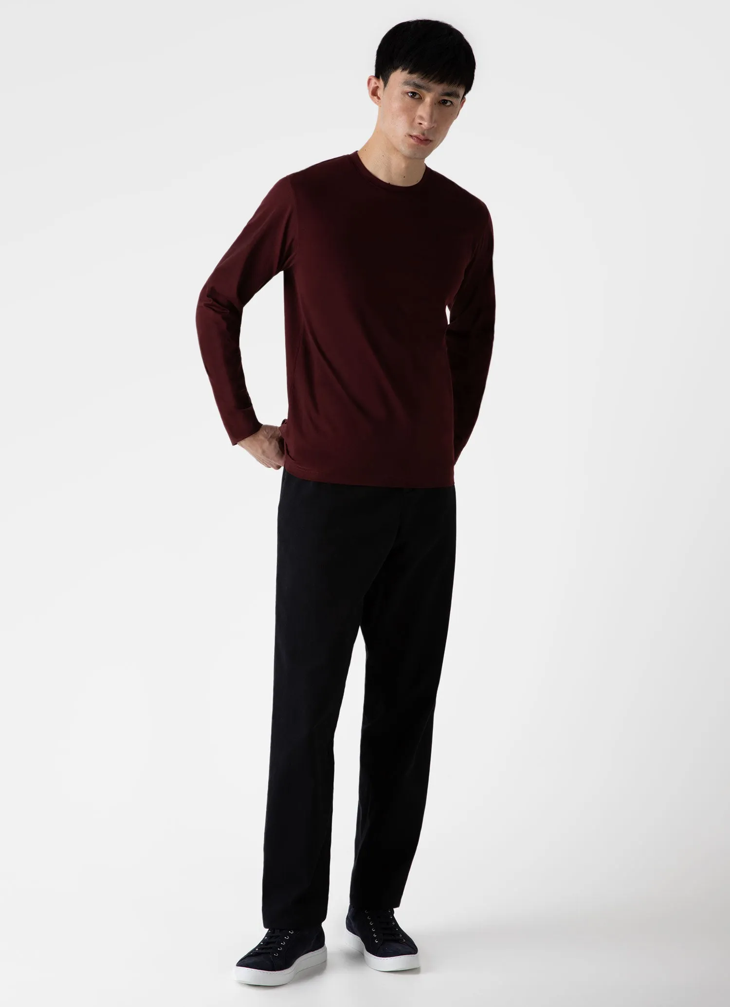 Men's Long Sleeve Riviera Midweight T-shirt in Maroon