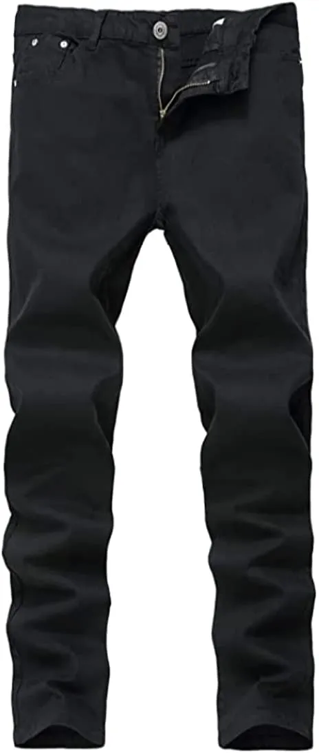 Men's White and Black Stretchy Slim Fit Jeans Denim Pants