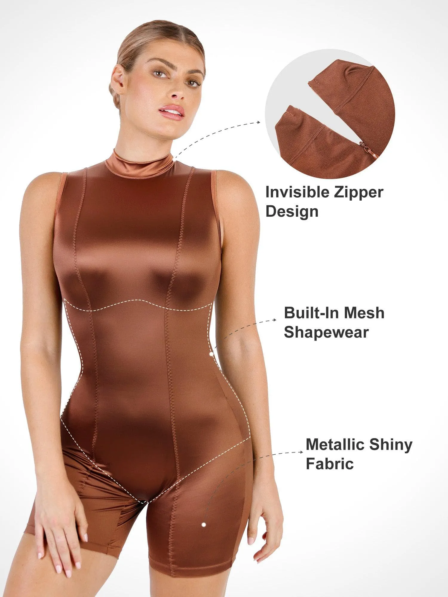 Metallic Shiny Shapewear Romper Or Jumpsuit