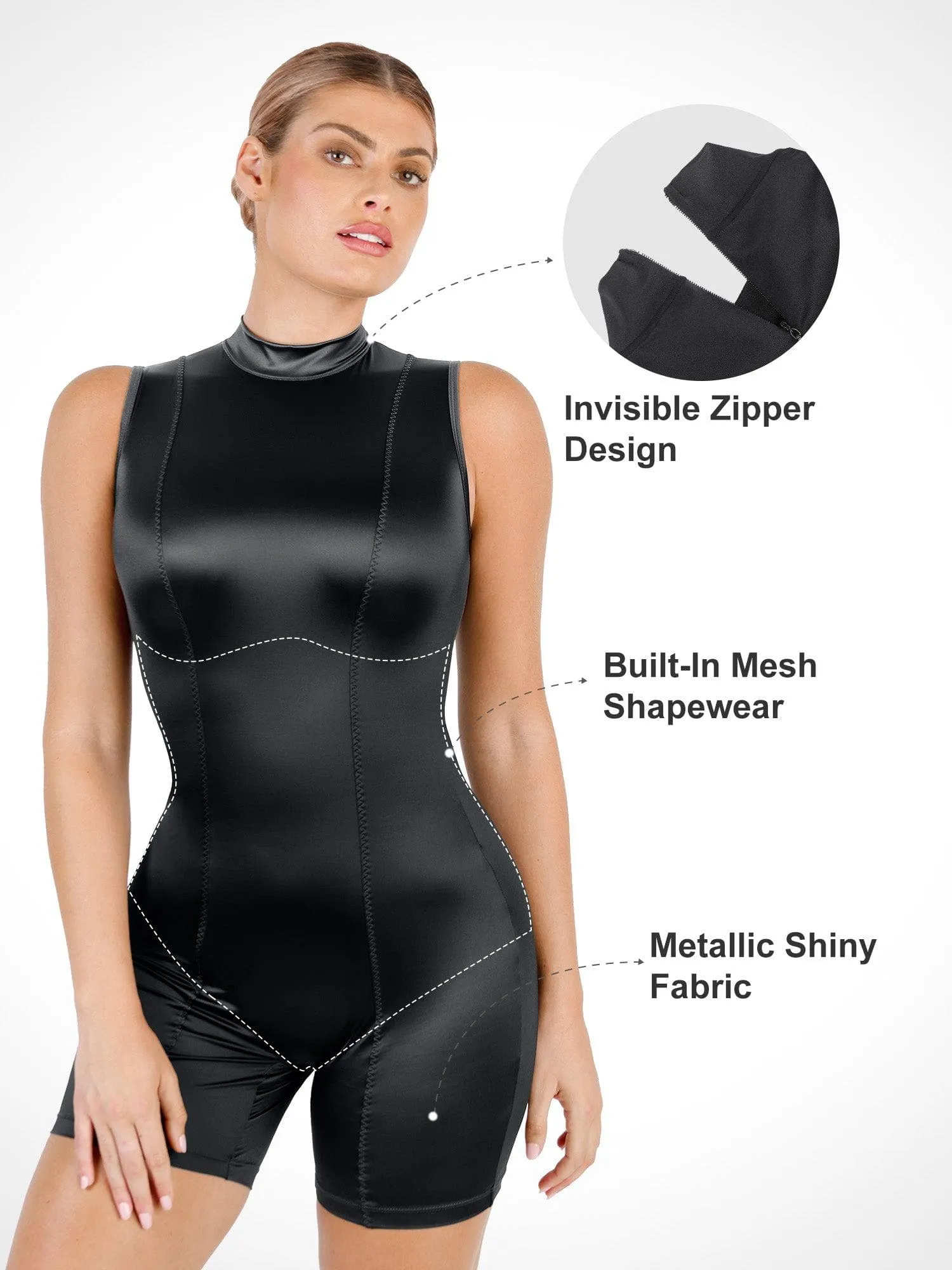 Metallic Shiny Shapewear Romper Or Jumpsuit