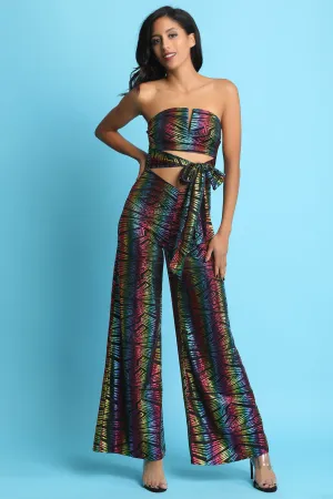 Metallic Sweetheart Tube Palazzo Jumpsuit