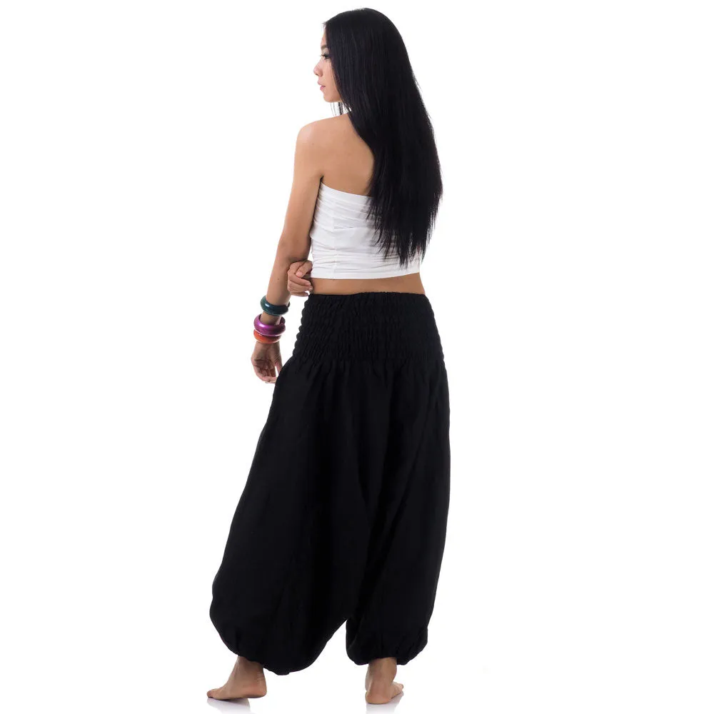 Midnight Black Women's 2-in-1 Jumpsuit Harem Pants