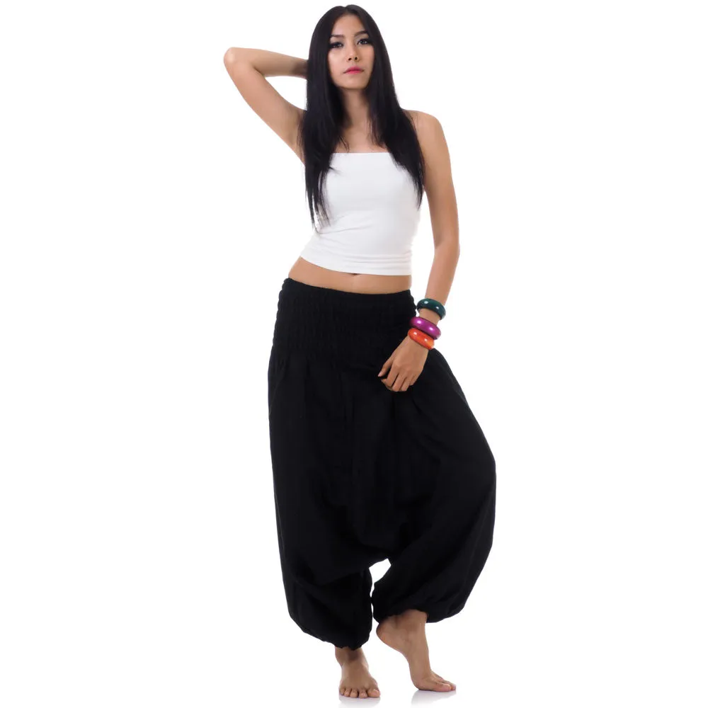 Midnight Black Women's 2-in-1 Jumpsuit Harem Pants