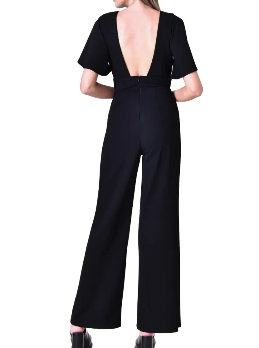 Midnight Noir Flutter Sleeve Jumpsuit