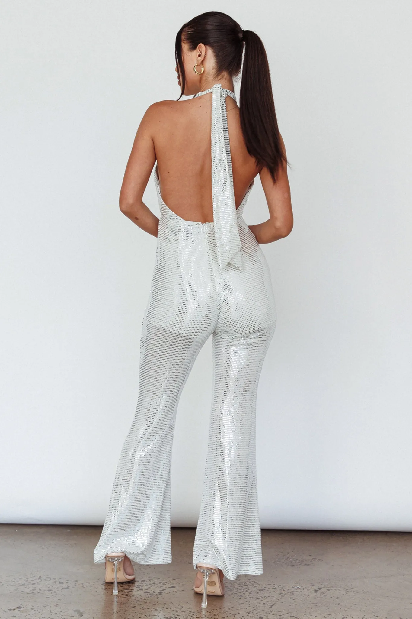 Moon In Leo Halterneck Jumpsuit Silver