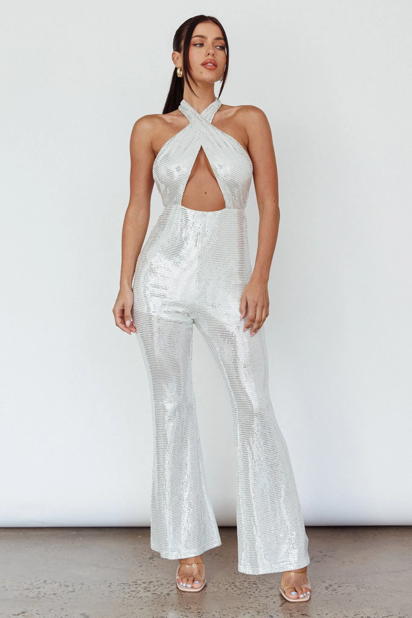 Moon In Leo Halterneck Jumpsuit Silver