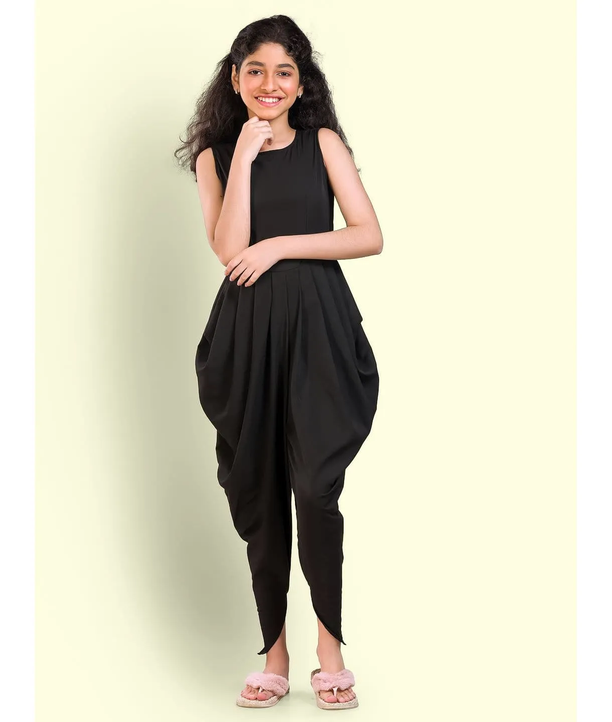 Multi colour elasticated Dhoti Jumpsuit for Girls