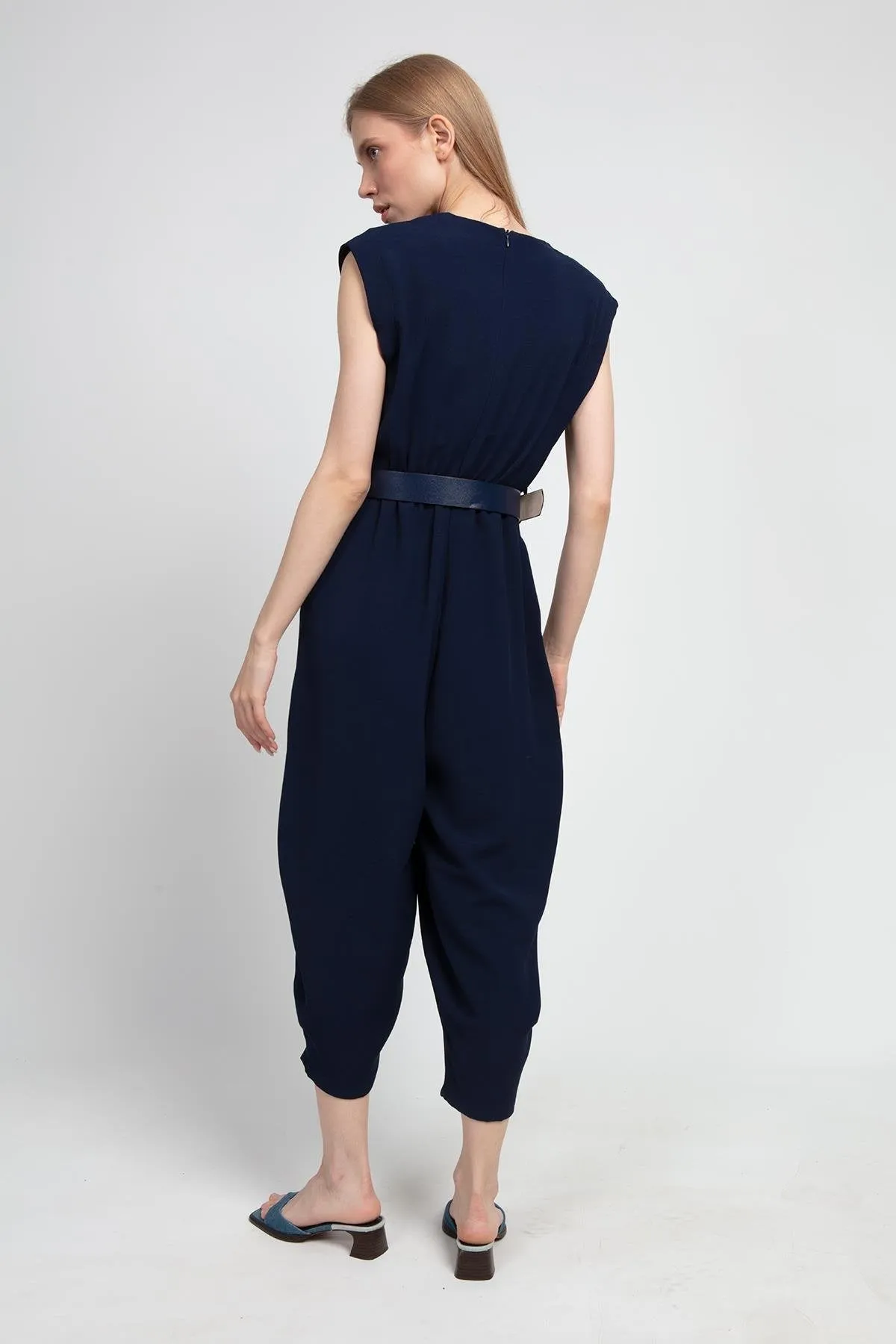 NAVY BLUE BELT JUMPSUIT