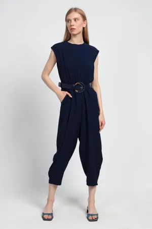 NAVY BLUE BELT JUMPSUIT