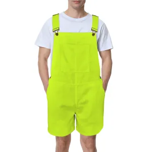 neon green solid 10B Unisex Shorts Suspender Jumpsuit (Model L78)