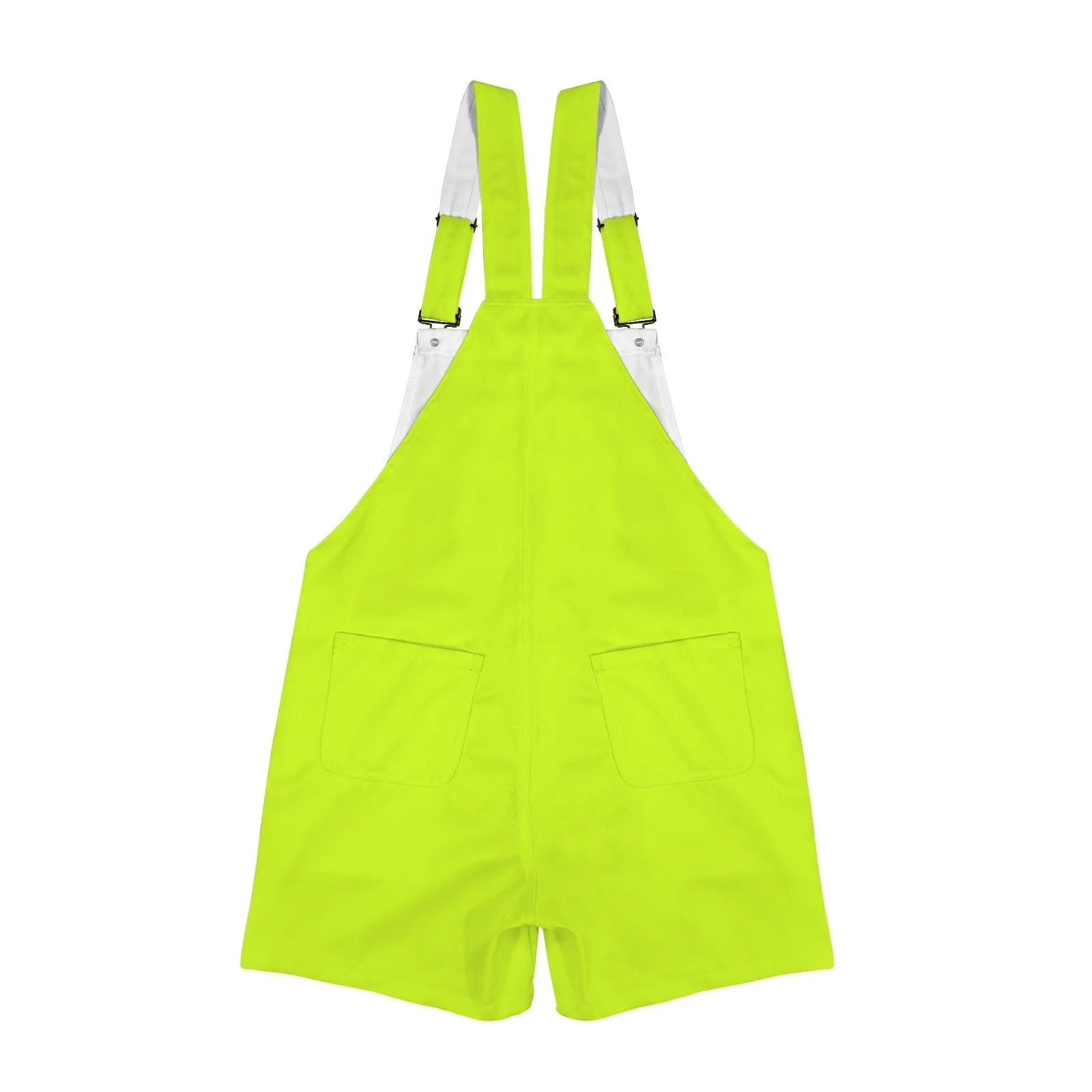 neon green solid 10B Unisex Shorts Suspender Jumpsuit (Model L78)