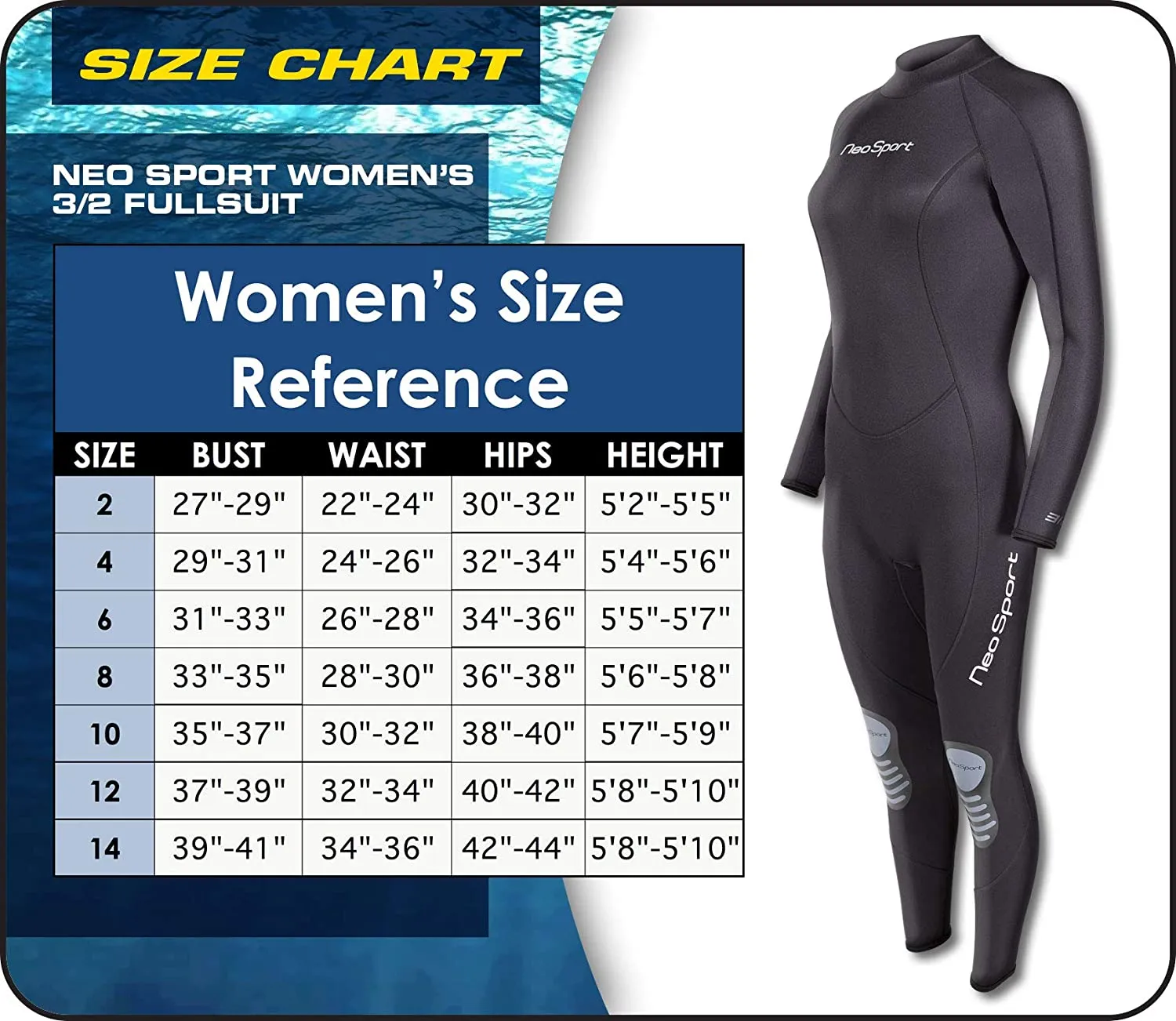 Neosport 3/2mm Women's Neoprene Back Zip Jumpsuit