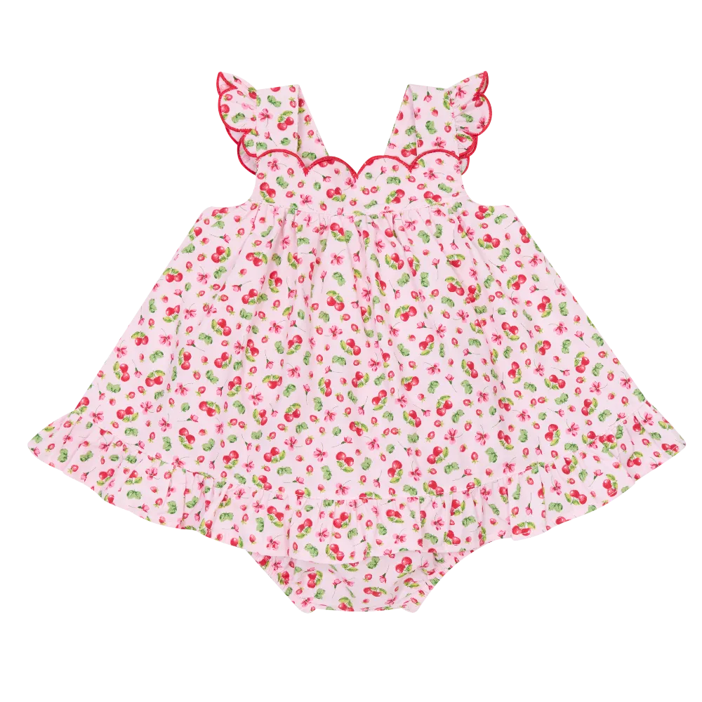 New In Deolinda Girls Cherries Dress & Bloomers