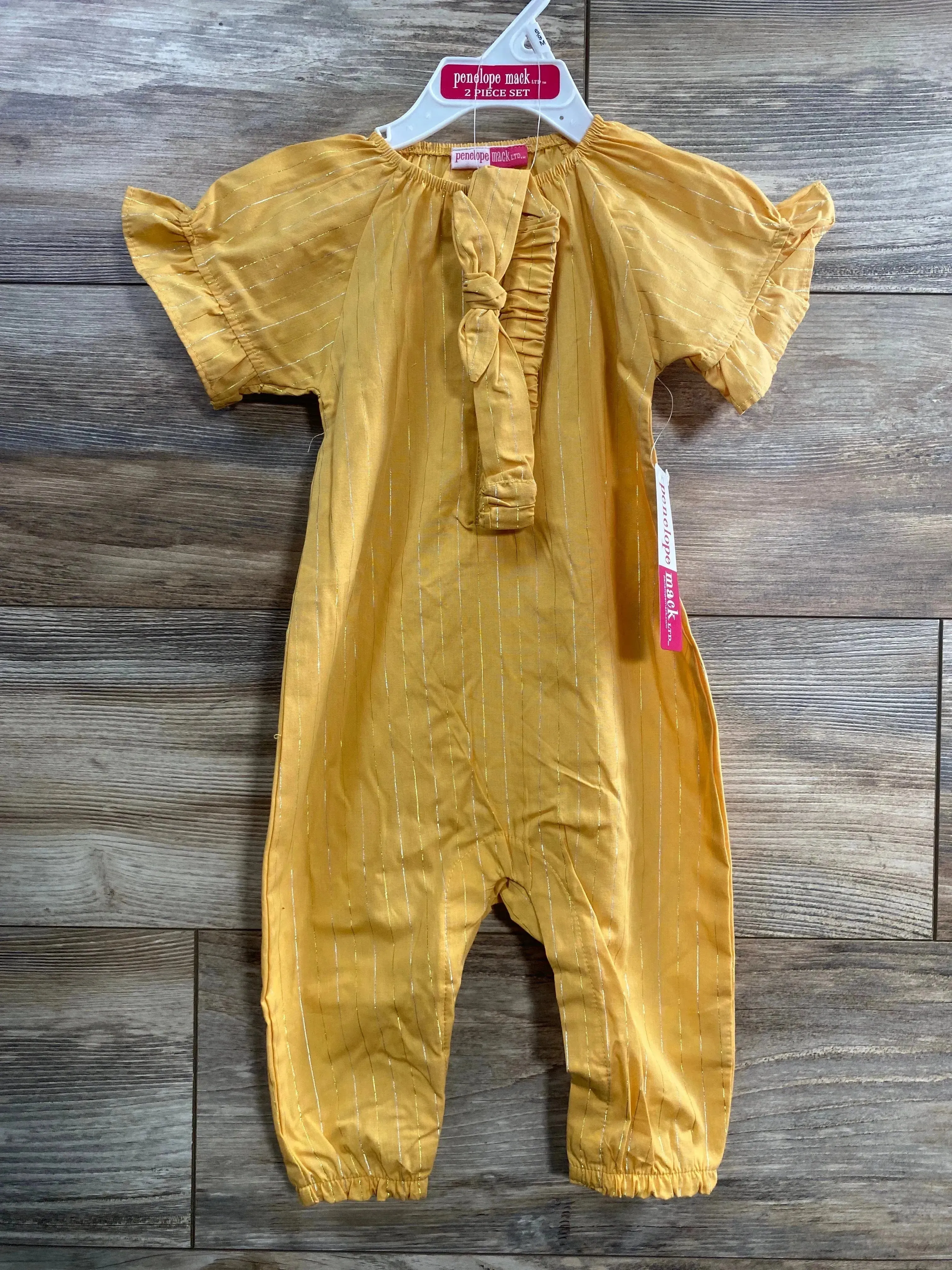 NEW Penelope Mack Henley Jumpsuit & Headband sz 6-9m