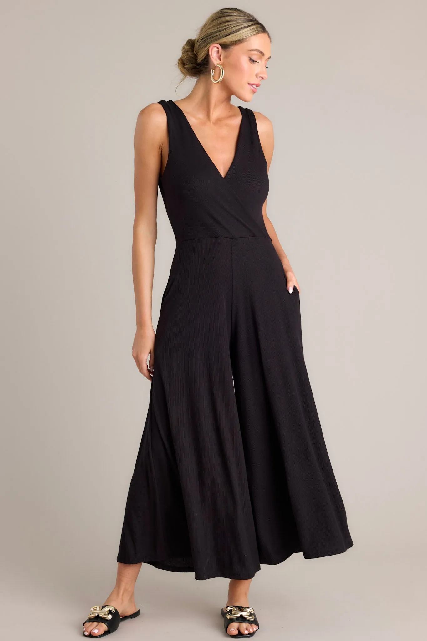 Nightfall Elegance Black Sleeveless Jumpsuit