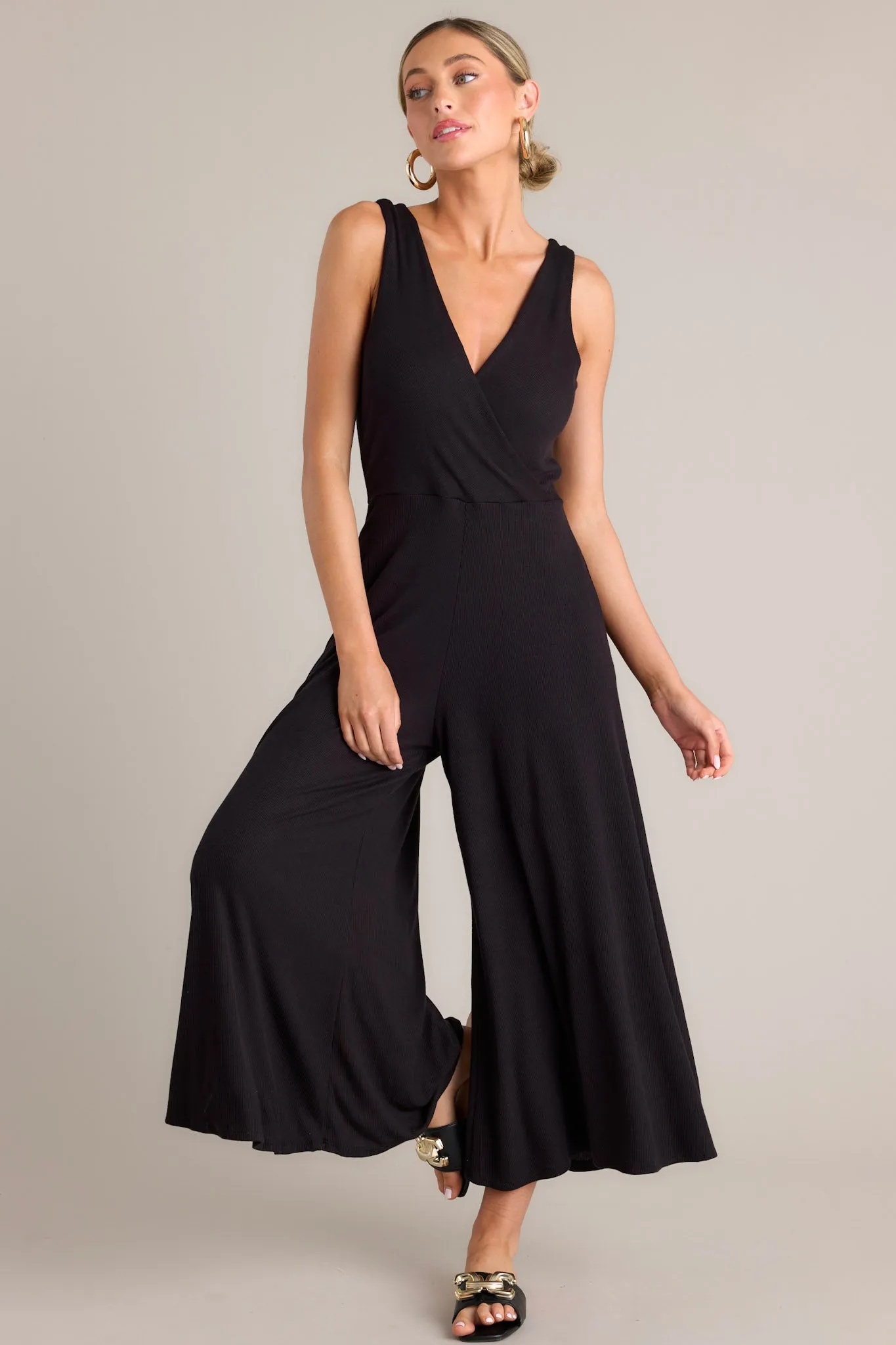 Nightfall Elegance Black Sleeveless Jumpsuit