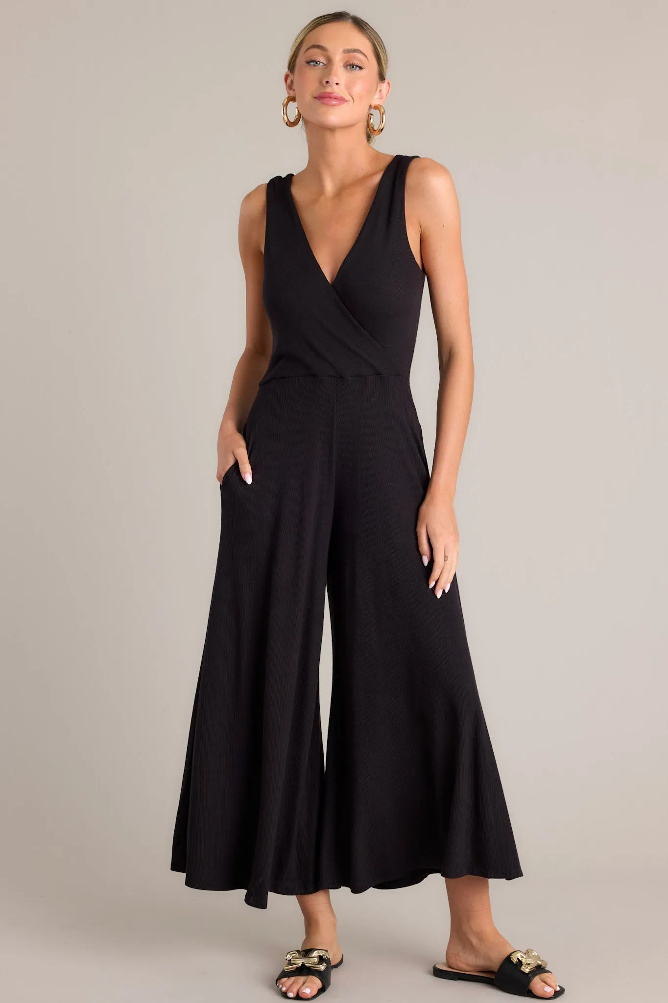 Nightfall Elegance Black Sleeveless Jumpsuit