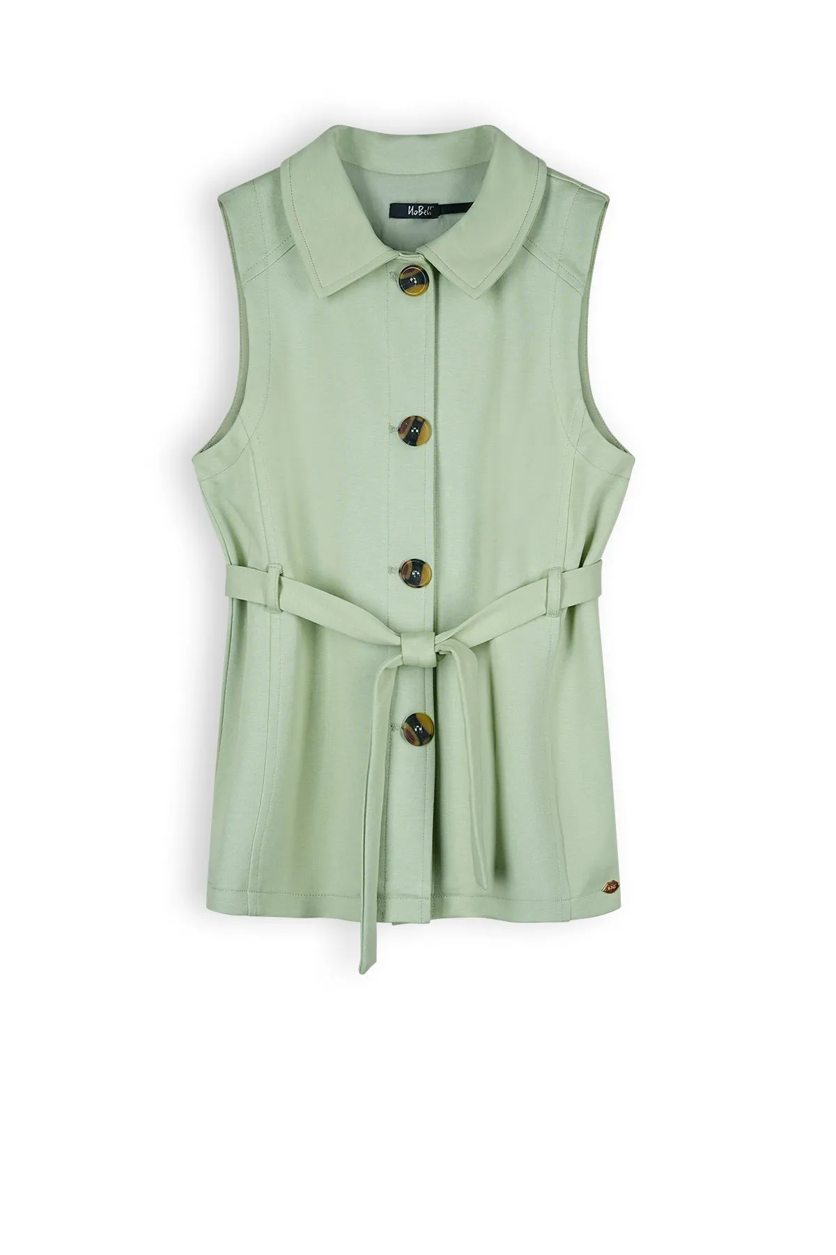 NoBell Tika Girls Gilet With Belt Jade Green