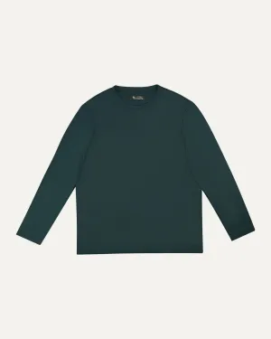 Non Iron Mulberry Silk Long Sleeve t-shirt - Dark Green