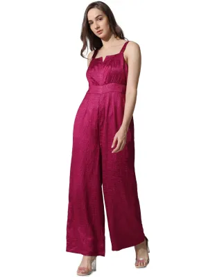 ONLY Women Solid Polyester Blend Full Length Pink Jumpsuit