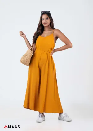 Orange Strapped Wide Leg Jumpsuit