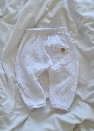 Organic Cotton Toddler Harem Pants - White