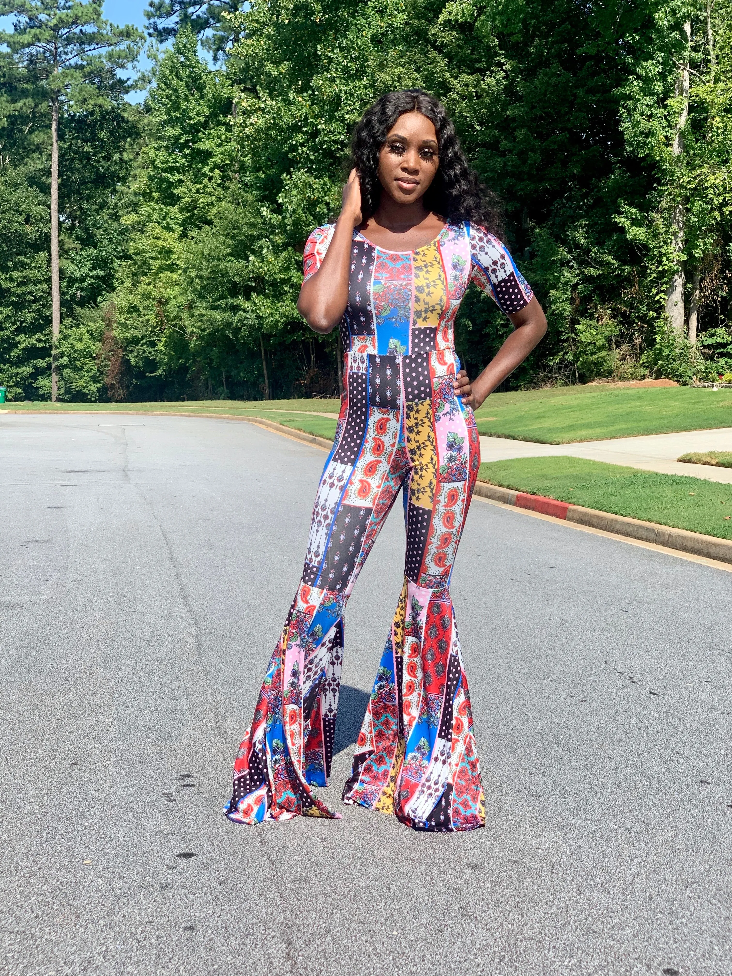 Patchwork | Multi Color Flare Jumpsuit - FINAL SALE