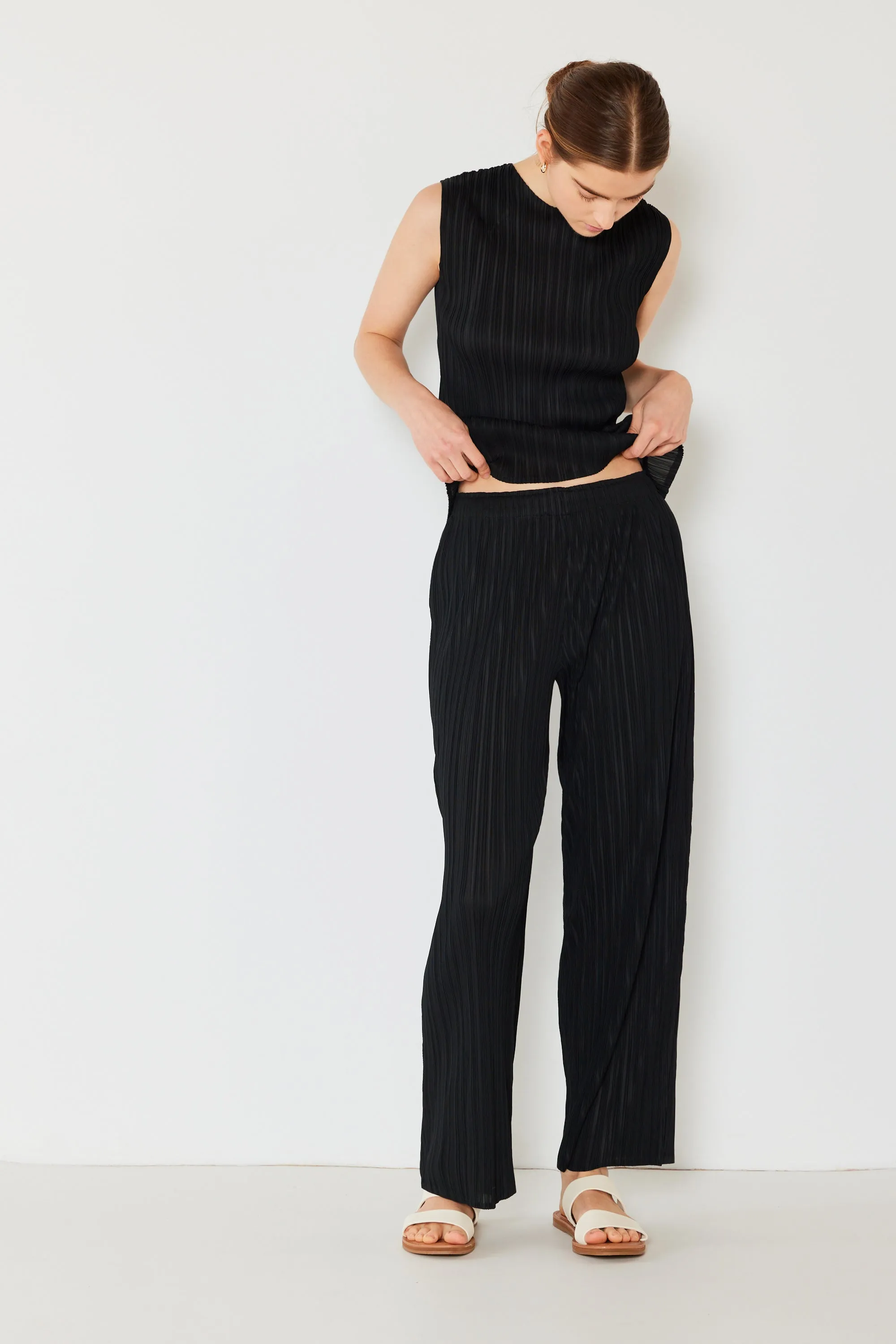 Pleated classic straight long pants - Style#P01BS