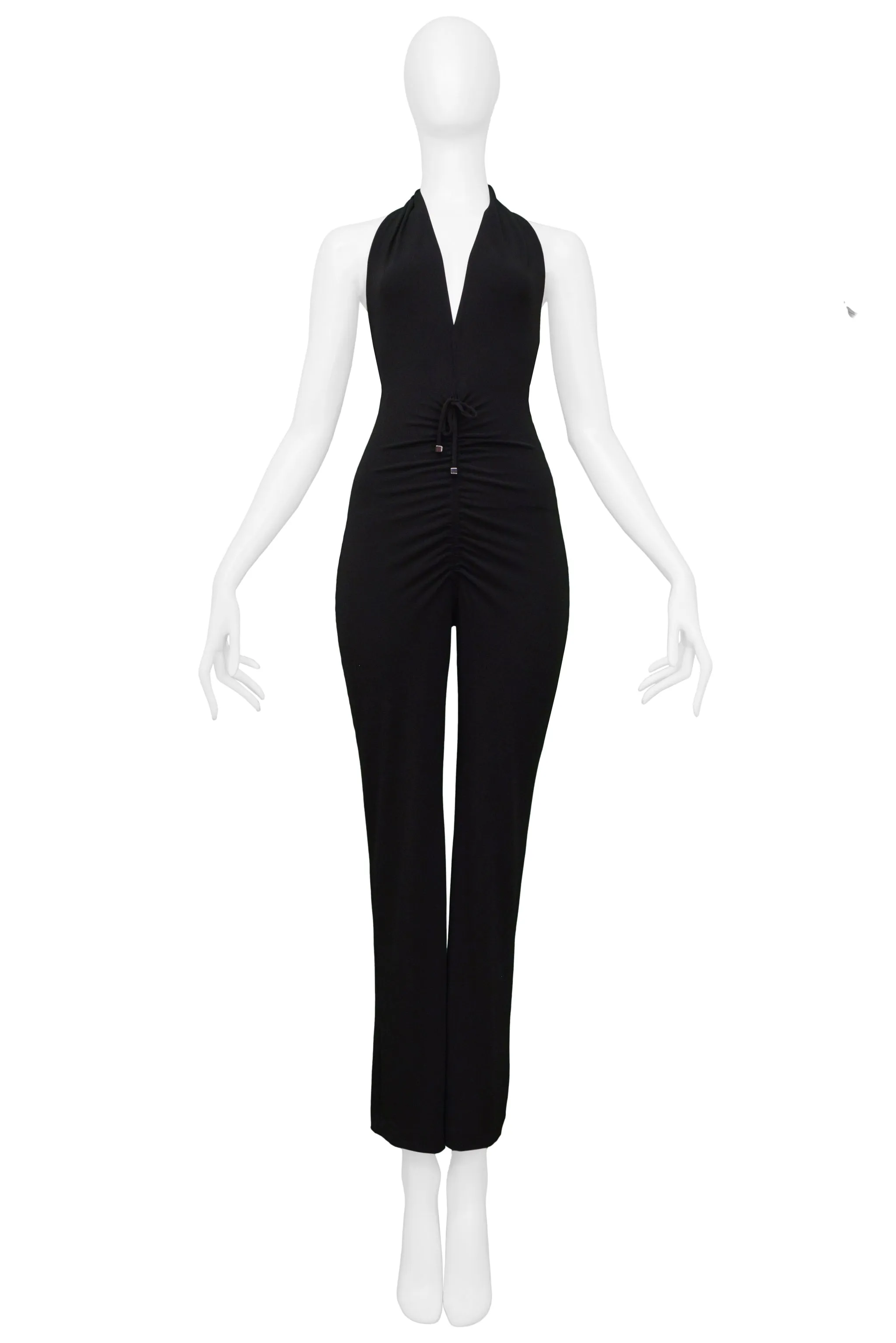 PLEIN SUD BLACK DISCO HALTER JUMPSUIT