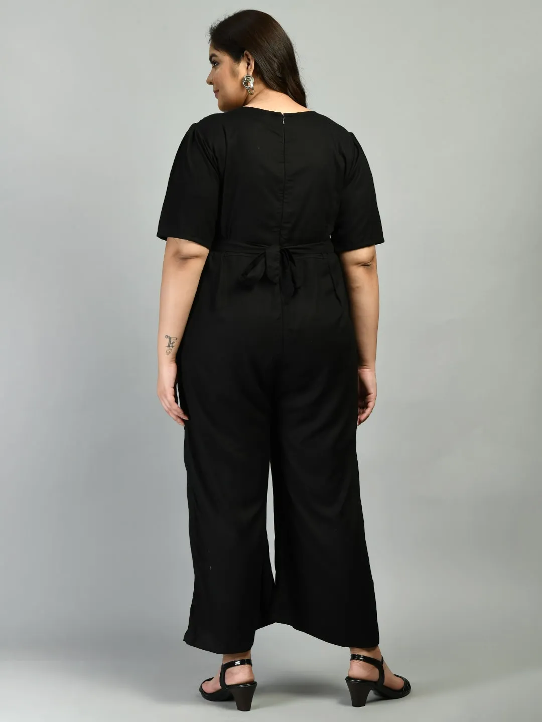 Plus Size Plus Size Solid Black Jumpsuit