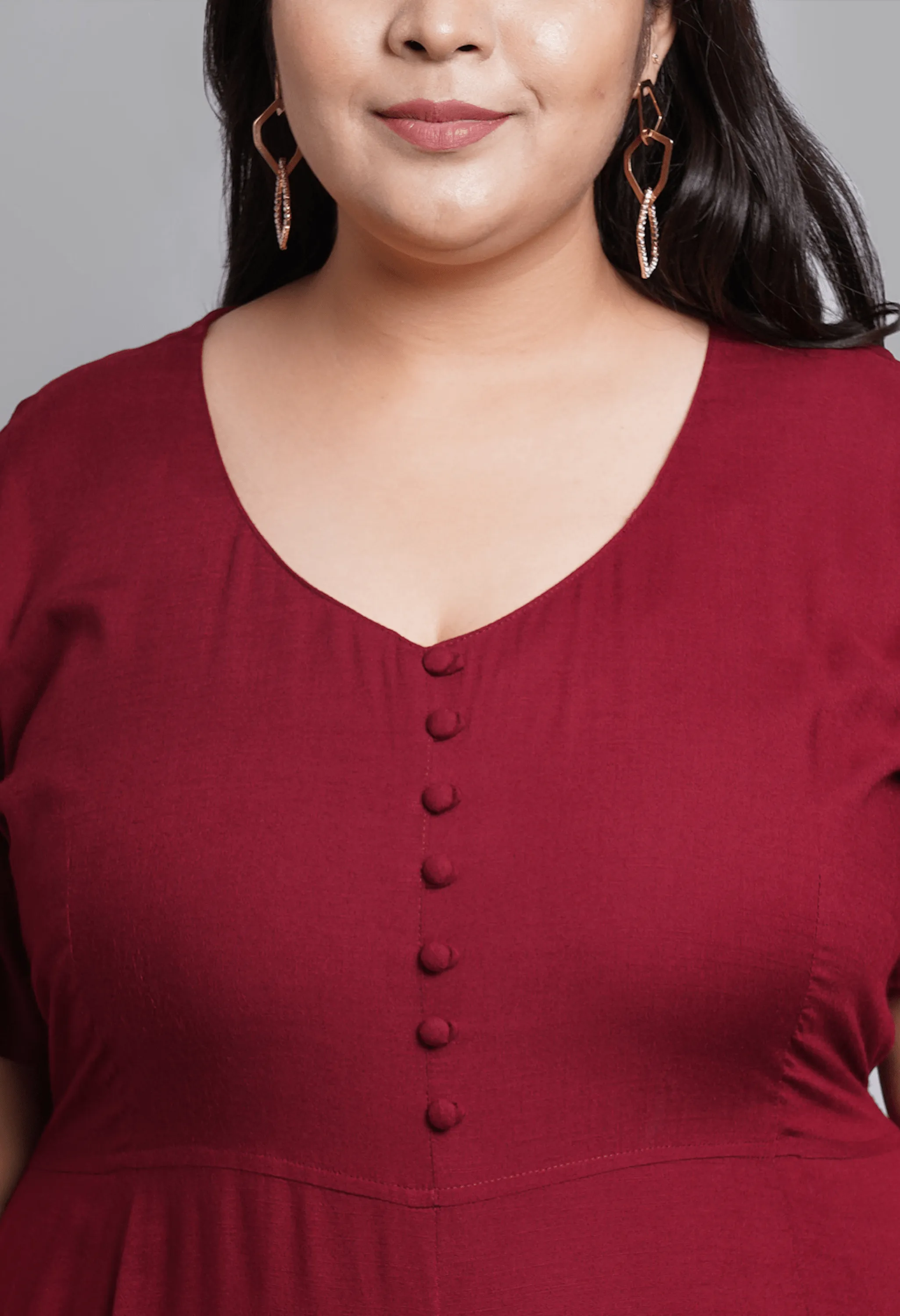 Plus Size Plus Size Solid Maroon Jumpsuit