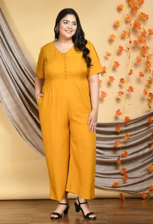 Plus Size Plus Size Solid Mustard Jumpsuit