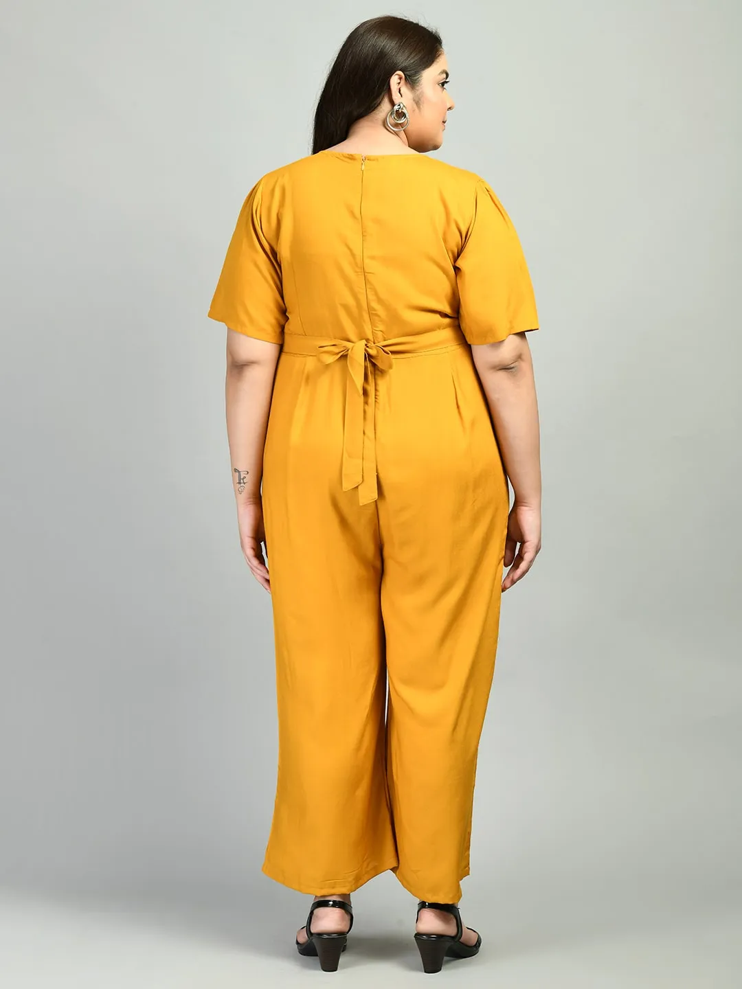 Plus Size Plus Size Solid Mustard Jumpsuit