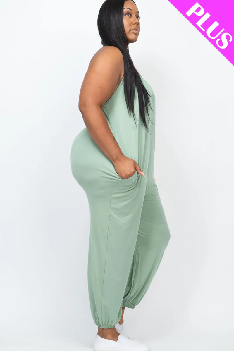 Plus Size Sleeveless Jogger Jumpsuit