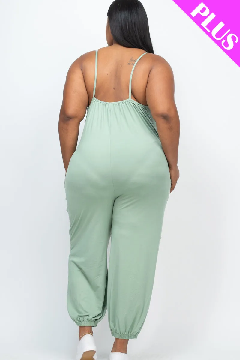 Plus Size Sleeveless Jogger Jumpsuit