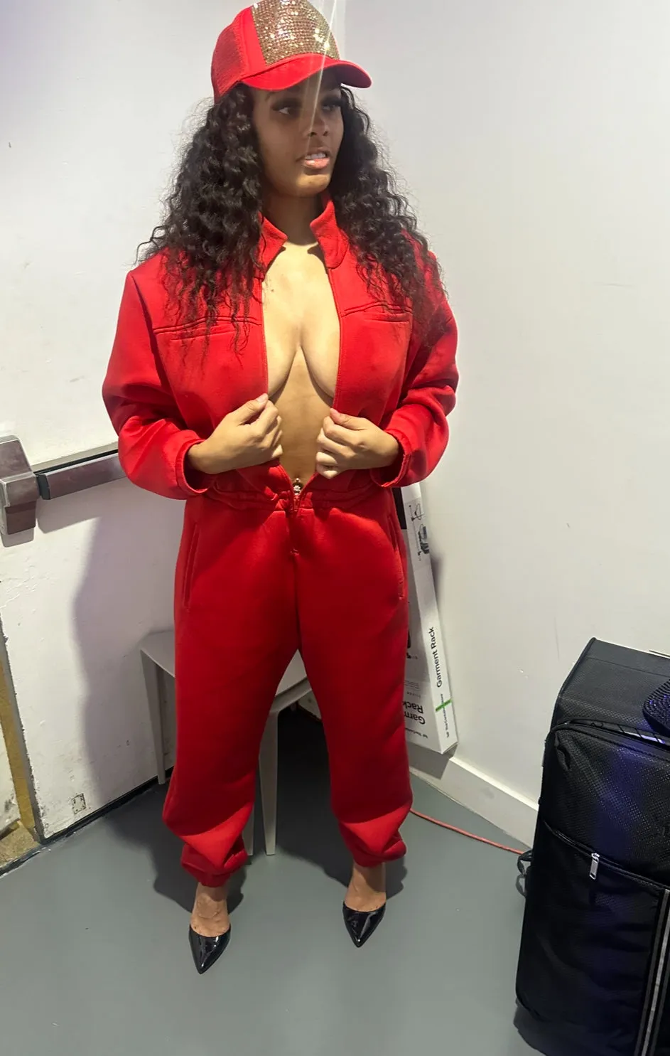 Pre-Order Bold Red Jumpsuit from the Treena Marie Collection x TRĒZSPORT