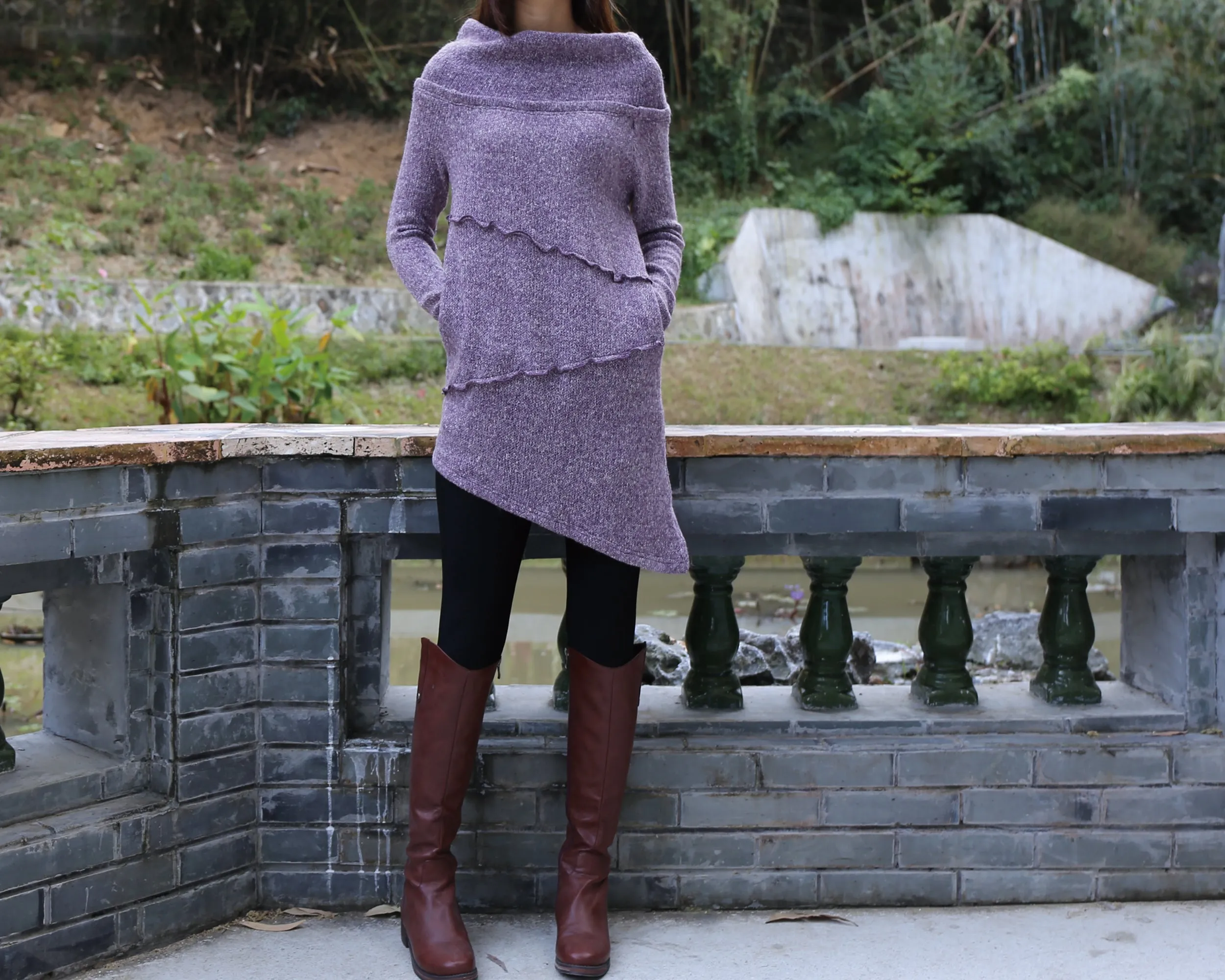 Pullover sweater, off shoulder sweaters, Cowl neck sweater, tunic dress, oversized sweaters with thumb holes, long sweaters (Y1112)