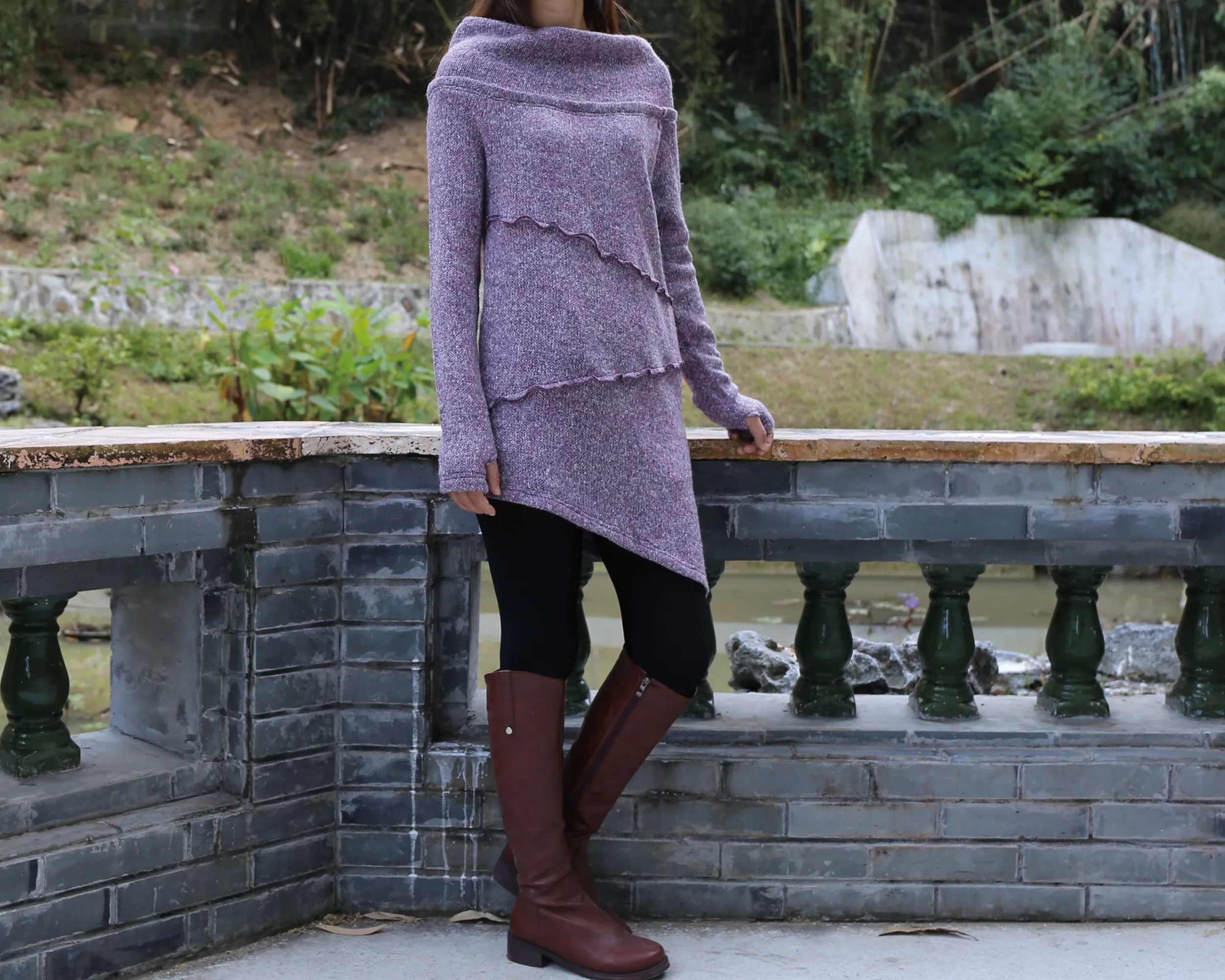 Pullover sweater, off shoulder sweaters, Cowl neck sweater, tunic dress, oversized sweaters with thumb holes, long sweaters (Y1112)