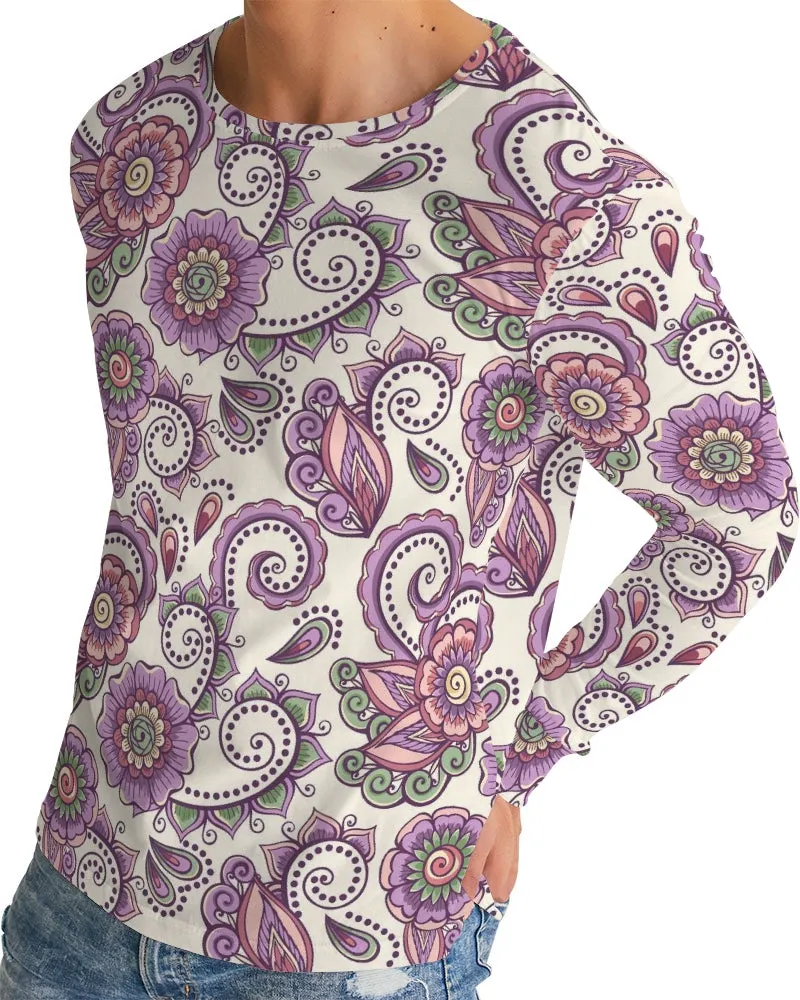 Purple Cream Paisley Men's Long Sleeve Tee