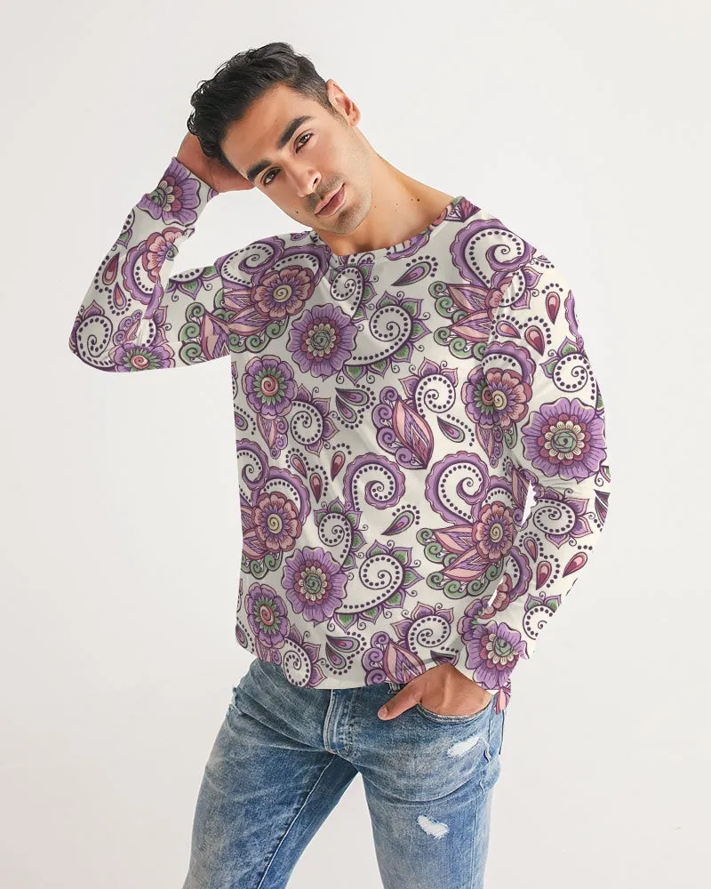 Purple Cream Paisley Men's Long Sleeve Tee