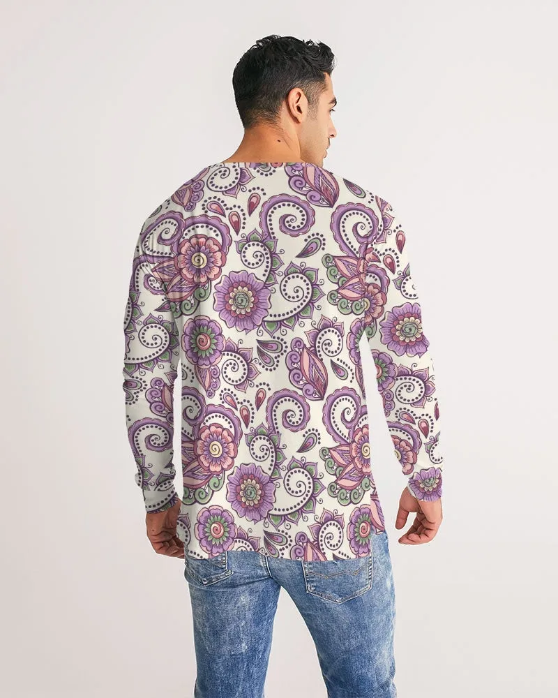 Purple Cream Paisley Men's Long Sleeve Tee