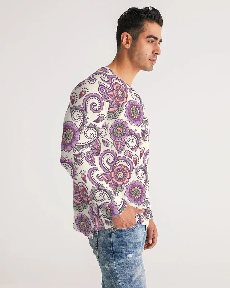 Purple Cream Paisley Men's Long Sleeve Tee