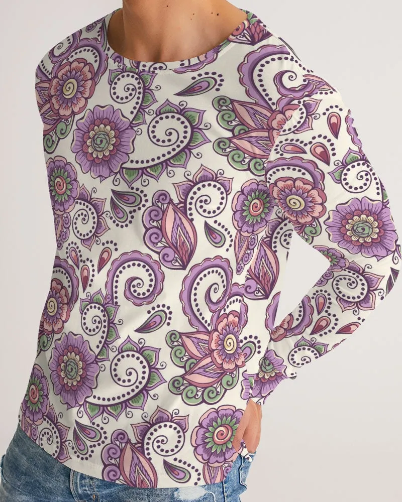 Purple Cream Paisley Men's Long Sleeve Tee