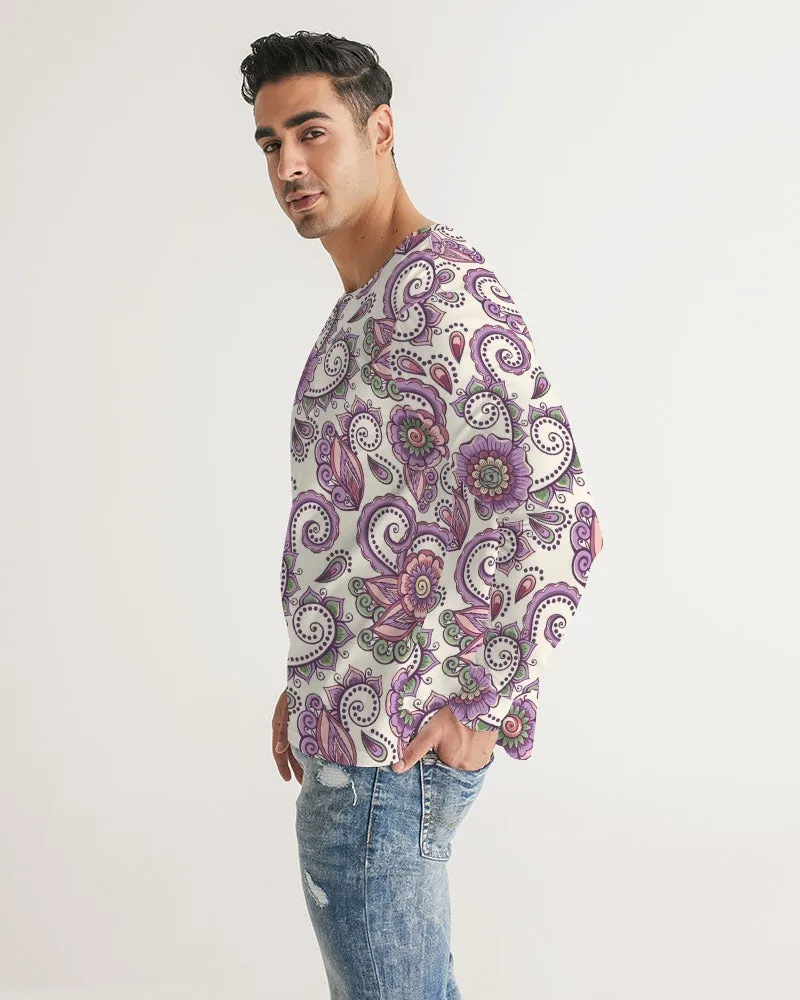 Purple Cream Paisley Men's Long Sleeve Tee