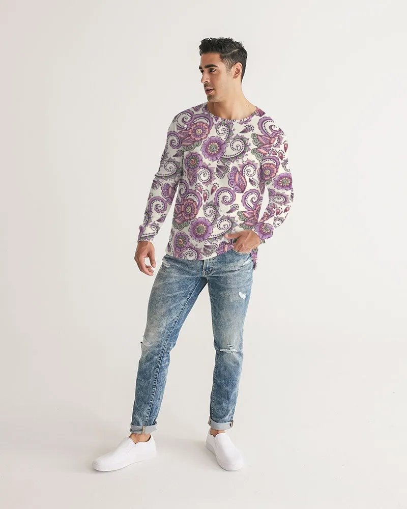 Purple Cream Paisley Men's Long Sleeve Tee